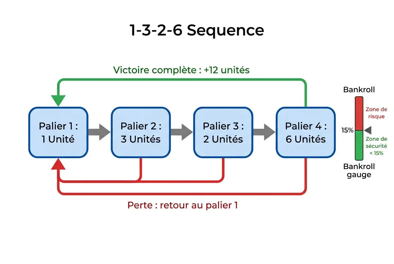 Diagramme de la stratégie de mise 1-3-2-6