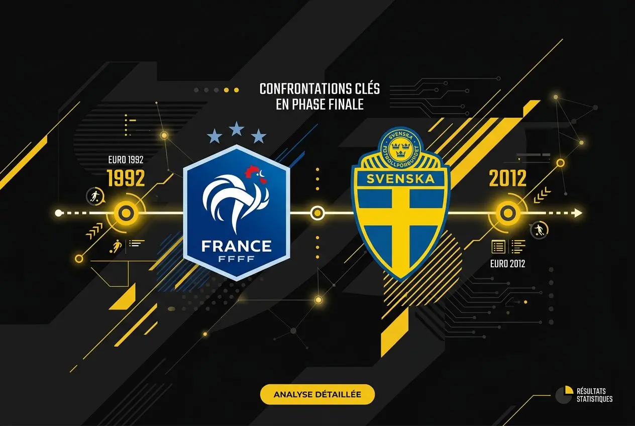 France-Suède en foot: confrontation finale entre logos des deux équipes, avec chronologie et motifs graphiques modernes. france suede foot, analyse détaillée à droite.