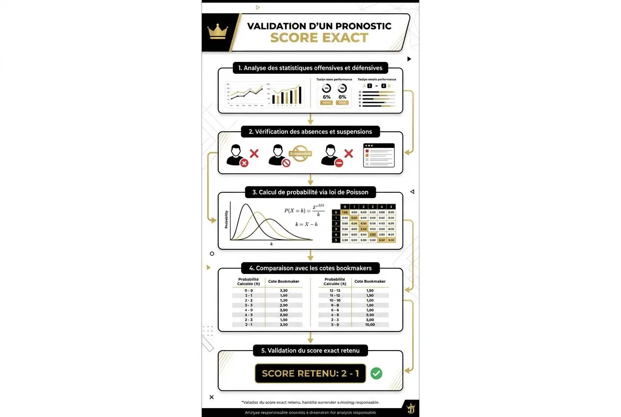 Validation d’un pronostic score exact ligue des champions : diagramme étape par étape du processus et vérifications.