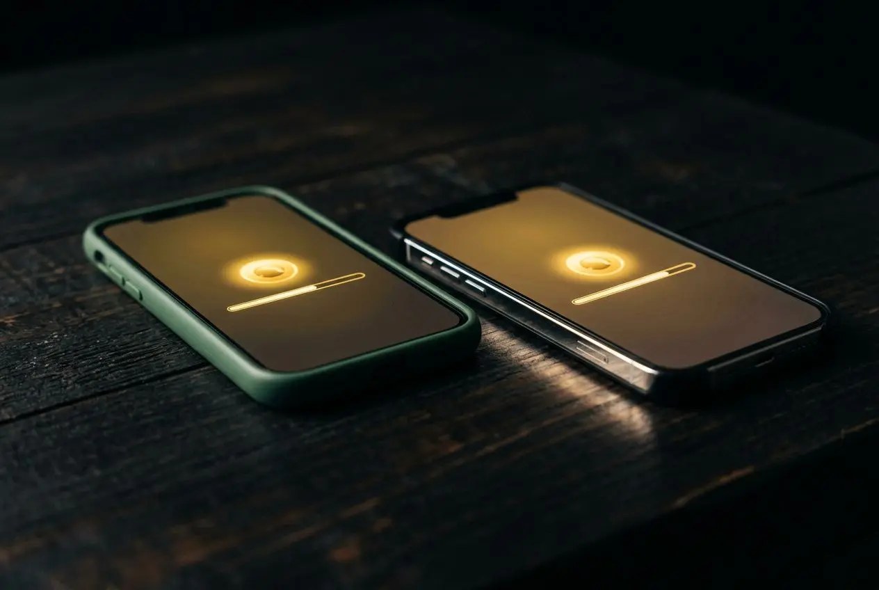 Deux smartphones affichant une progression de téléchargement sur l’écran, prêt à télécharger betclic mobile app download sur Android et iPhone.