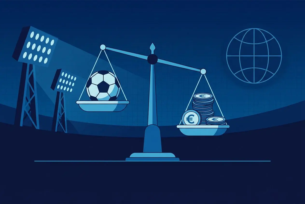 Balance entre football et finances illustrant les contraintes du mercato de l'OM