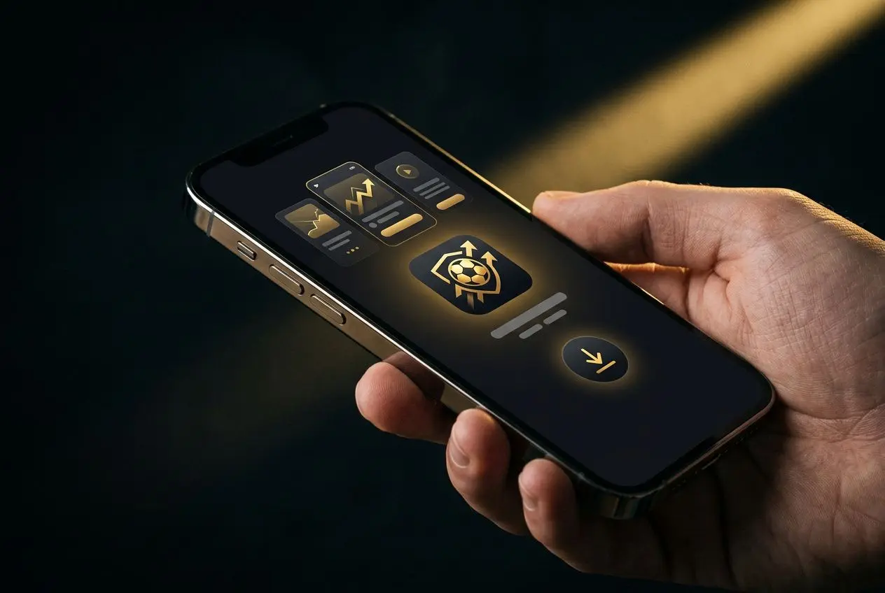 Comment avoir Betclic sur iPhone : personne tient un smartphone affichant une interface de pari sportif Betclic en mode sombre.