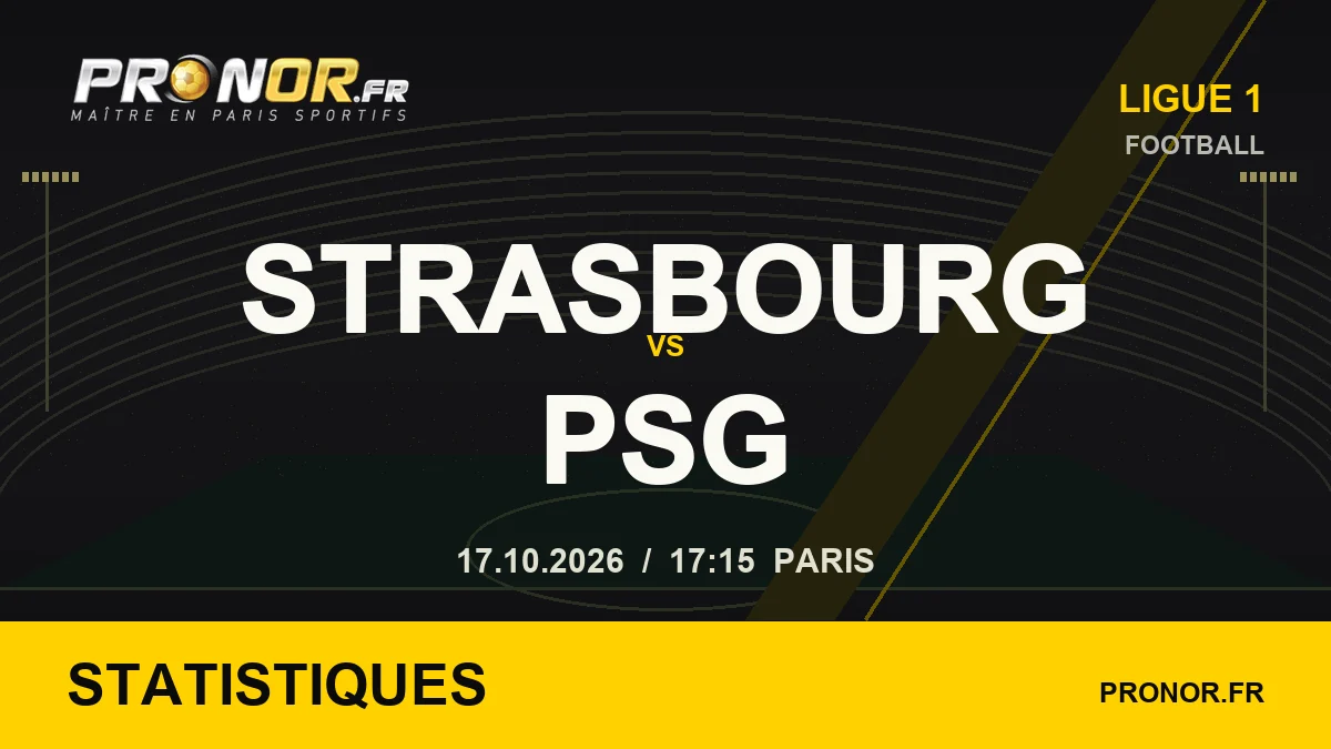 Statistiques RC Strasbourg Alsace – Paris Saint-Germain FC, Ligue 1, 17/10/2026 à 17 h 15, heure de Paris — PRONOR.FR